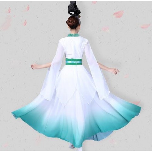 White fairy chinese folk dance costumes for women female princess traditional hanfu drama anime photos cosplay dresses